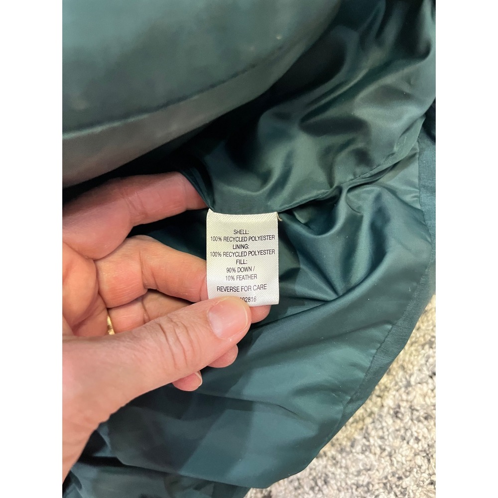 Garnet Hill Womens Small Teal Green Down Puffer Jacket Hooded Recycled Parka - Picture 5 of 12